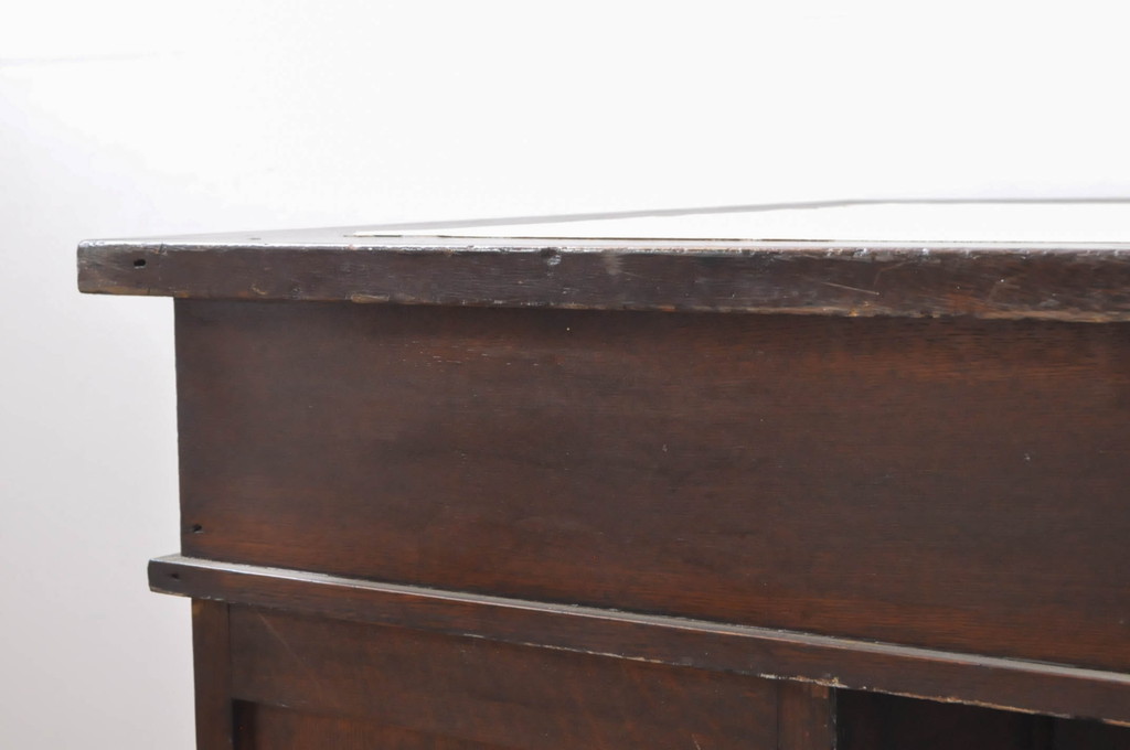 和製アンティーク　ナラ材　どっしりとした佇まいの組立式両袖机(ワークデスク、オフィスデスク、在宅ワーク、在宅用)(R-065948)
