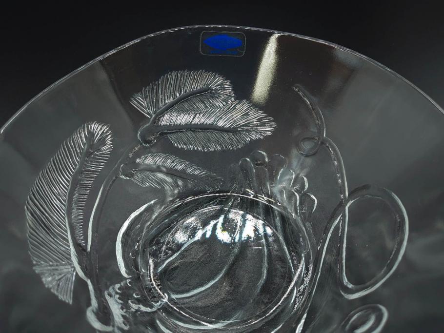 ビンテージ　Nuutajarvi　ヌータヤルヴィ　廃番　Pioni　ピオニ　大胆かつ繊細なデザインに魅了されるプレート4枚&ボウル4客&グラス2客セット(シール有り、皿、ガラス、ヴィンテージ、北欧食器)(R-074617)