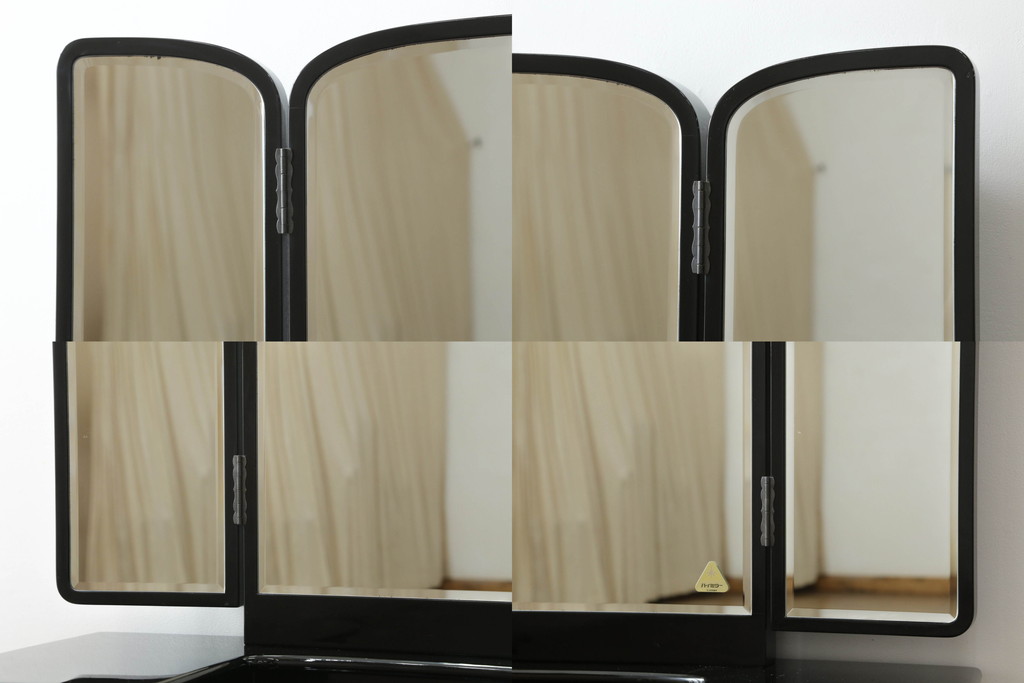 中古　美品　輪島塗り　趣ある蒔絵と螺鈿が美しい鏡台(三面鏡、ミラー、ドレッサー)(定価推定150万円)(R-056739)