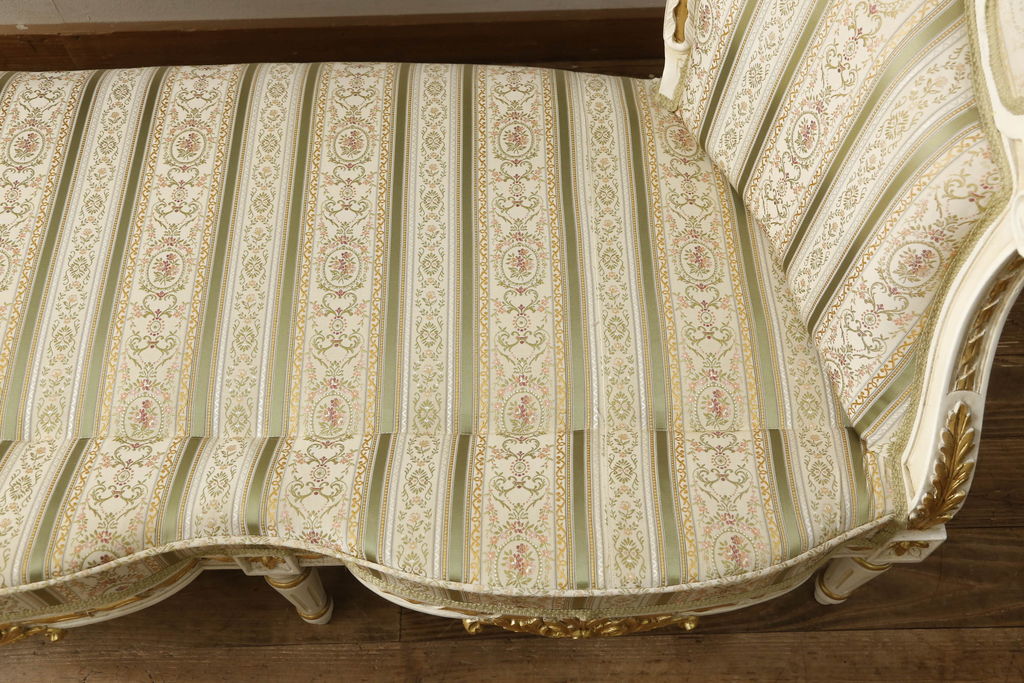中古　イタリア高級家具　ロココ調の曲線が優美な3人掛けソファ(三人掛け、3P)(R-058073)