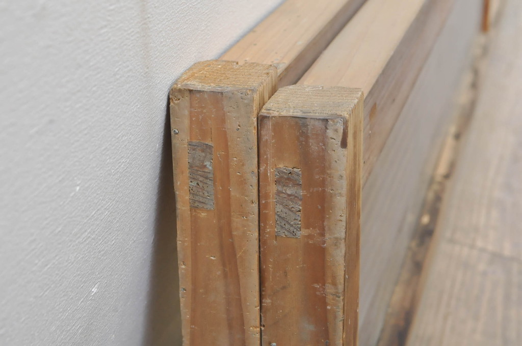 アンティーク建具　どこか懐かしい雰囲気を醸し出すモールガラス入り明かり取り2枚セット(明り取り、窓)(R-077994)