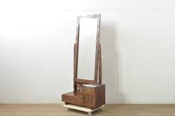 中古　美品　軽井沢彫り　細部まで施された彫刻や透かし彫りが美しい鏡台(ドレッサー、姿見、ミラー)(R-080036)