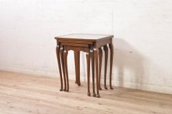 イギリスアンティーク　猫脚　ウォールナット材の杢目が美しい引き出し付きサイドテーブル(コンソールテーブル、花台、飾り台、英国)(R-065921)