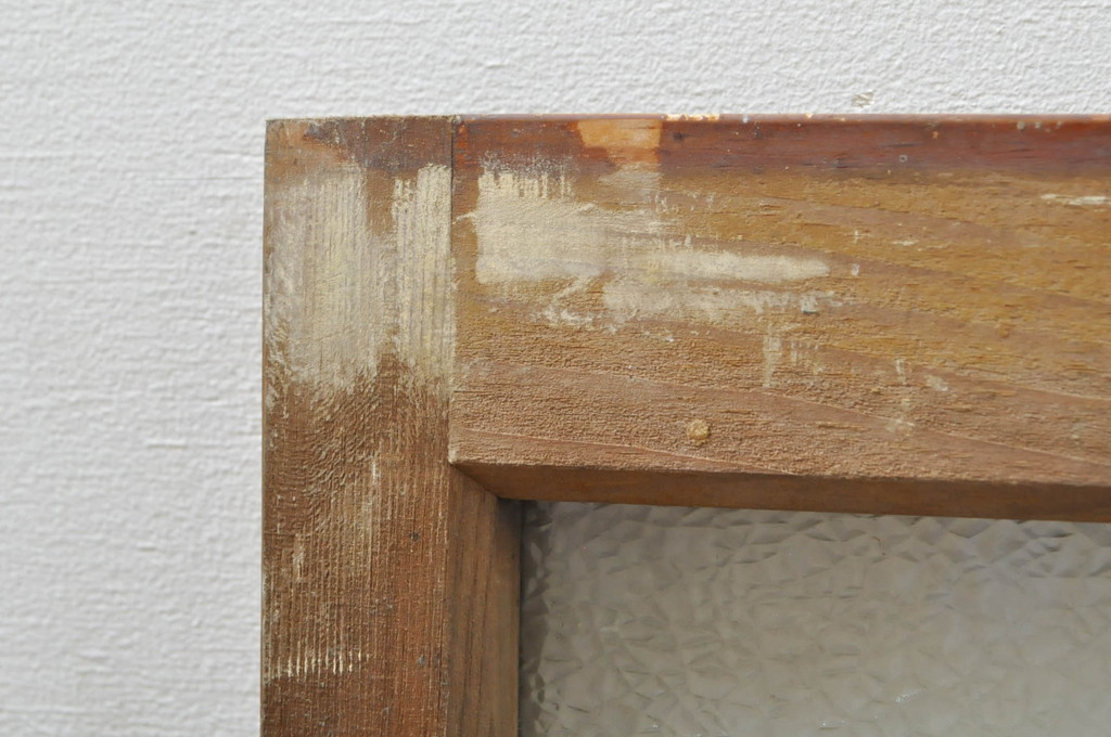 アンティーク建具　レトロな雰囲気が溢れるダイヤガラス窓2枚セット(引き戸、ガラス戸)(R-077978)