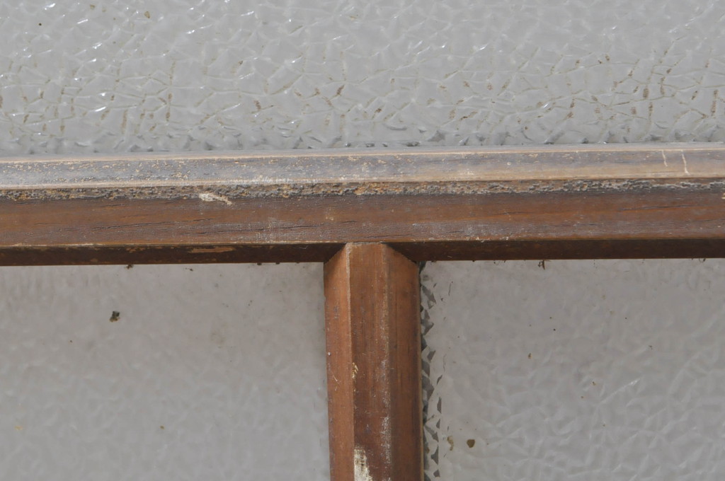 アンティーク建具　レトロな雰囲気が溢れるダイヤガラス窓2枚セット(引き戸、ガラス戸)(R-077978)