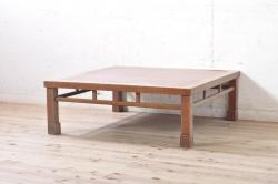 レトロ家具　昭和レトロ　古い木製のラウンドセンターテーブル(ちゃぶ台)(2)