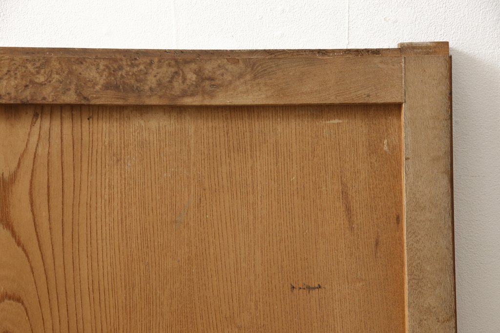 和製アンティーク　総欅(ケヤキ)材一枚板の杢目が美しい窓2枚セット(引き戸、板戸、建具)(R-060003)