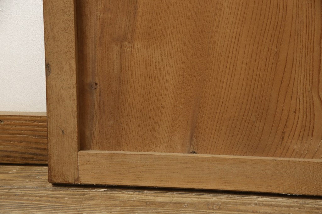 和製アンティーク　総欅(ケヤキ)材一枚板の杢目が美しい窓2枚セット(引き戸、板戸、建具)(R-060003)