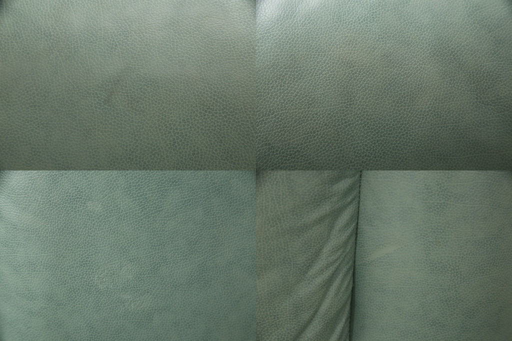 中古　新潟伊勢丹取り扱い　ブランド家具　本革(レザー)　淡いグリーンカラーが爽やかな空間を演出する5人掛けソファー&オットマンセット(五人掛けソファ)(R-055350)(検索ワード:NATUZZI　ナツッジ)
