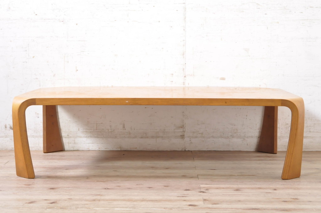 和製ビンテージ　天童木工　欅(ケヤキ)材　天板の美しい木目が魅力的な座卓(ヴィンテージ、ローテーブル、センターテーブル、リビングテーブル)(R-072748)