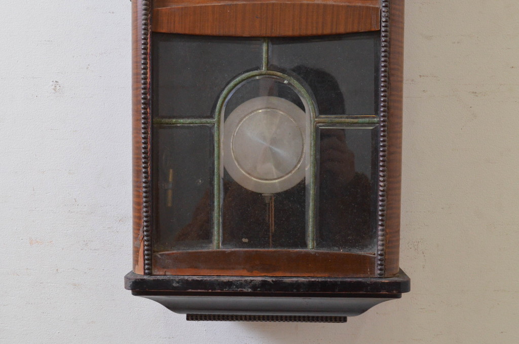 和製アンティーク　ペイント仕上げ限定　Meiji(明治時計社)　昭和レトロな雰囲気溢れる掛け時計(柱時計、古時計、振り子時計)(R-072349)