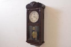 和製アンティーク　愛知県時計製造共同組合(AICHIKEN　CLOCK-MAKERS'　UNION'S　MARK)　REGULATOR　年月を重ねた趣溢れるレトロな掛け時計(八角時計、柱時計、古時計、振り子時計)(R-072087)