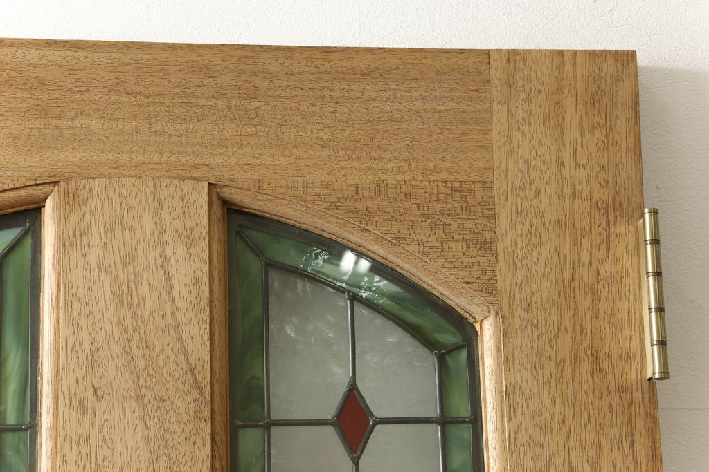 ビンテージ建具　ステンドグラスがおしゃれなドア1枚(ヴィンテージ、扉、木製ドア、ガラス扉)(R-060229)