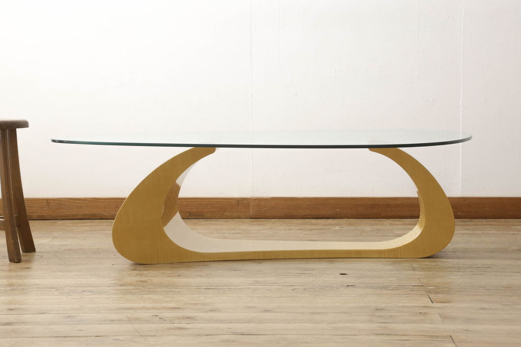 中古　超美品　松創　ウィーンNo.2　モダンなデザインが目を引くセンターテーブル(定価約63万円)(ローテーブル、ガラステーブル、リビングテーブル)(R-057874)
