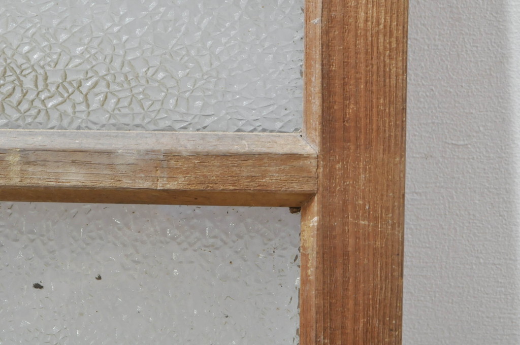 アンティーク建具　レトロな雰囲気が溢れるダイヤガラス窓2枚セット(引き戸、ガラス戸)(R-077979)