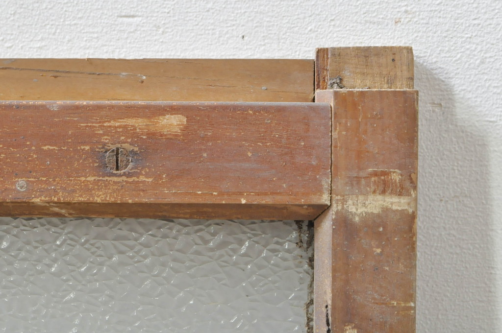 アンティーク建具　レトロな雰囲気が溢れるダイヤガラス窓2枚セット(引き戸、ガラス戸)(R-077979)