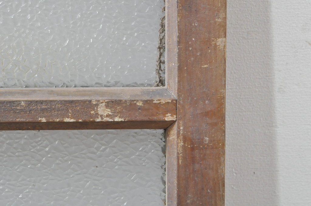 アンティーク建具　レトロな雰囲気が溢れるダイヤガラス窓2枚セット(引き戸、ガラス戸)(R-077979)
