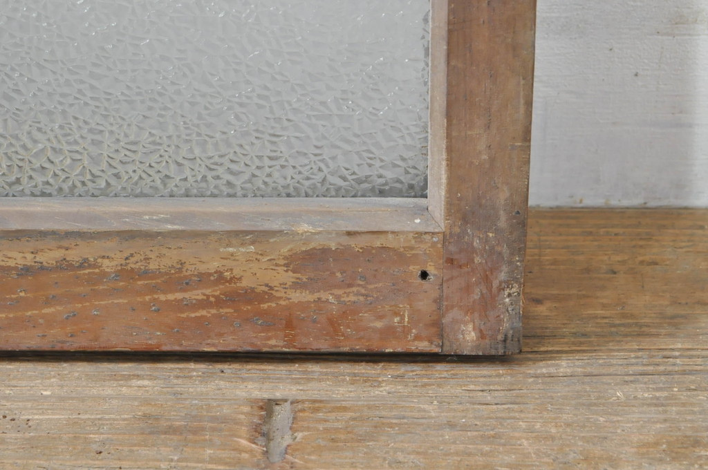 アンティーク建具　レトロな雰囲気が溢れるダイヤガラス窓2枚セット(引き戸、ガラス戸)(R-077979)