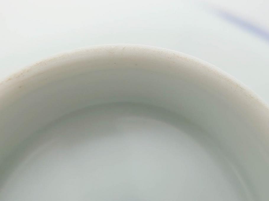 戦前　オールド香蘭社　有田焼　染付　色絵　約11cm　3.4寸　食卓を華やかに彩る蓋付き茶碗4客セット(瓢箪、ひょうたん、唐草、花、蓋茶碗、器、どんぶり、和食器、裏印、三寸四分)(R-080073)
