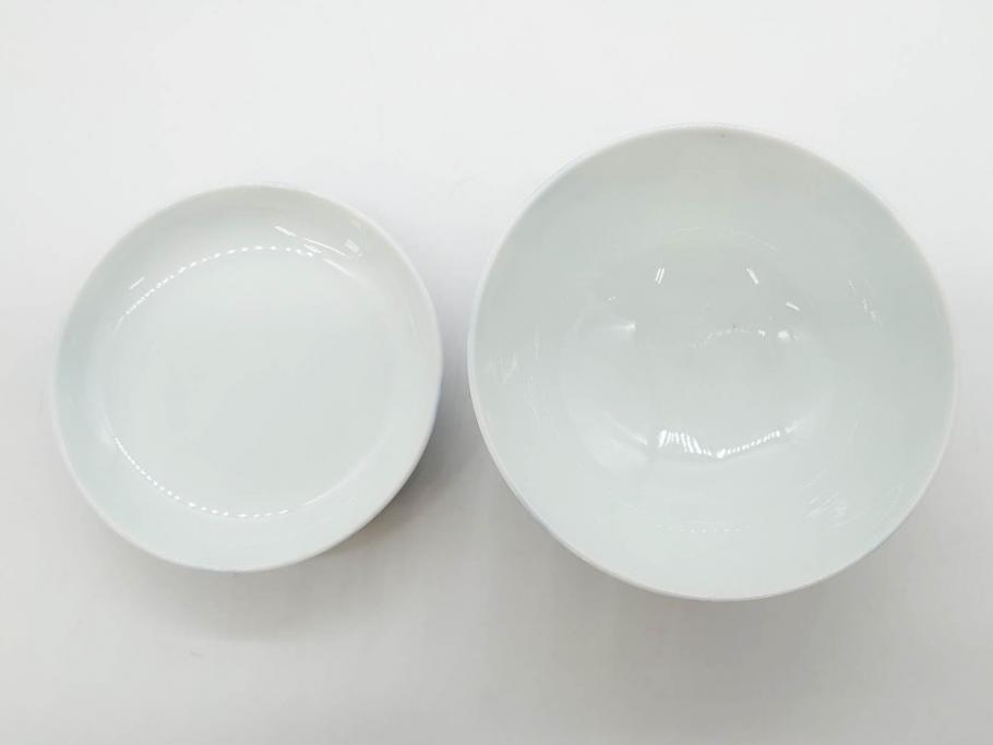 戦前　オールド香蘭社　有田焼　染付　色絵　約11cm　3.4寸　食卓を華やかに彩る蓋付き茶碗4客セット(瓢箪、ひょうたん、唐草、花、蓋茶碗、器、どんぶり、和食器、裏印、三寸四分)(R-080073)