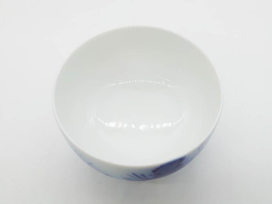 戦前　オールド香蘭社　有田焼　染付　色絵　金彩　松　花　上品な雰囲気の蓋付き湯呑み7客セット(菊、松葉、松の実、湯のみ、煎茶、和食器、裏印)(R-080074)