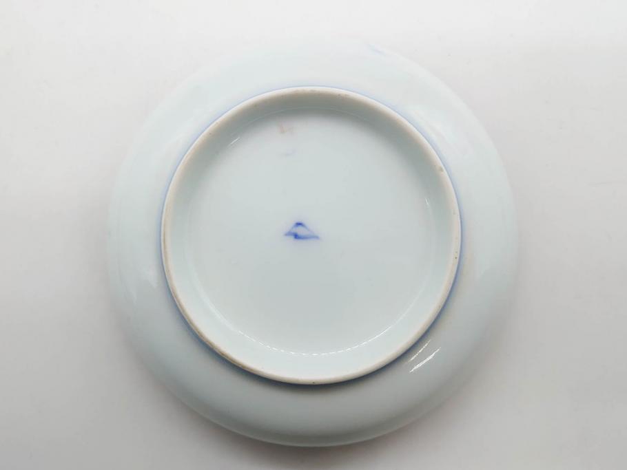 戦前　深川製磁　オールド深川　有田焼　染付　色絵　金彩　鯉　約10cm　3.3寸　艶やかな色付が美しい小皿3枚セット(魚、紅葉、桐、藤の花、桜、豆皿、和皿、和食器、三寸三分)(R-080078)