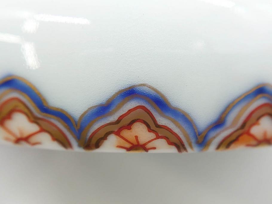 戦前　深川製磁　オールド深川　有田焼　染付　色絵　金彩　鯉　約10cm　3.3寸　艶やかな色付が美しい小皿3枚セット(魚、紅葉、桐、藤の花、桜、豆皿、和皿、和食器、三寸三分)(R-080078)