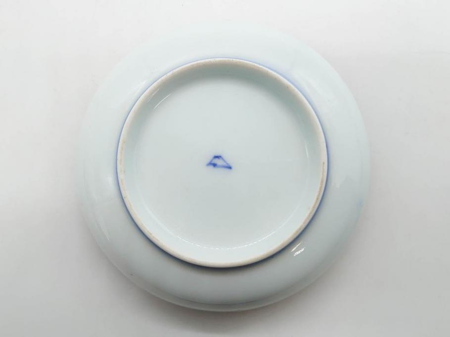 戦前　深川製磁　オールド深川　有田焼　染付　色絵　金彩　鯉　約10cm　3.3寸　艶やかな色付が美しい小皿3枚セット(魚、紅葉、桐、藤の花、桜、豆皿、和皿、和食器、三寸三分)(R-080078)
