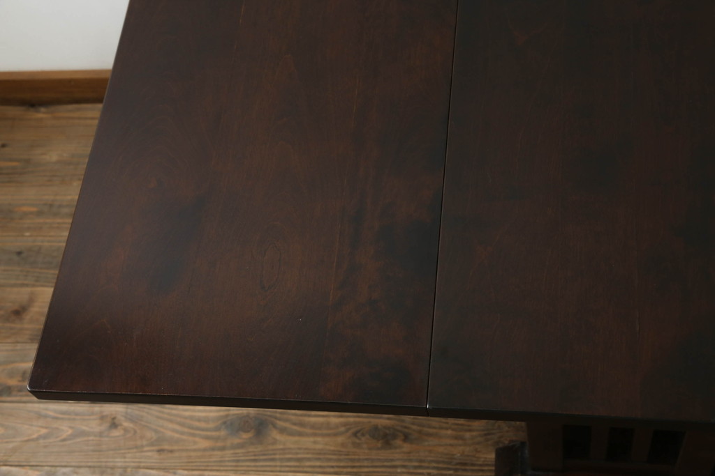和製ビンテージ　北海道民芸家具　#430　洗練されたデザインのバタフライ卓(ダイニングテーブル、4人掛け、2人掛け、4P、2P、食卓、エクステンションテーブル、ヴィンテージ)(定価約20万円)(R-065695)