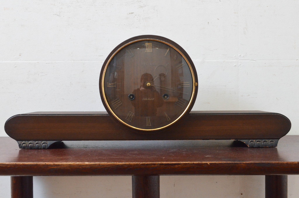 和製アンティーク　愛知時計電機(アイチ、AICHI)　30DAY　木の温かみを感じる置き時計(置時計、古時計)(R-072508)