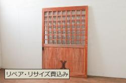 アンティーク建具　大正ロマン　ノスタルジックな雰囲気溢れるガラス戸2枚セット(引き戸)(R-071911)