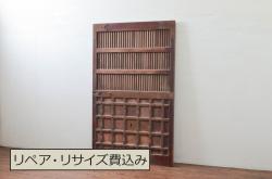 アンティーク建具　和製アンティーク　大正昭和初期　レトロガラス入り　和の趣あふれる障子戸4枚セット(引き戸、建具、ガラス帯戸)(R-044270)