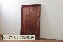 【セミオーダー家具実例】アンティークガラス戸2枚を全体的にリサイズ。戸車と取っ手は新たに取り付け。全体的にエイジング塗装を施しよりアンティークな雰囲気に仕上げました。(引き戸、建具)
