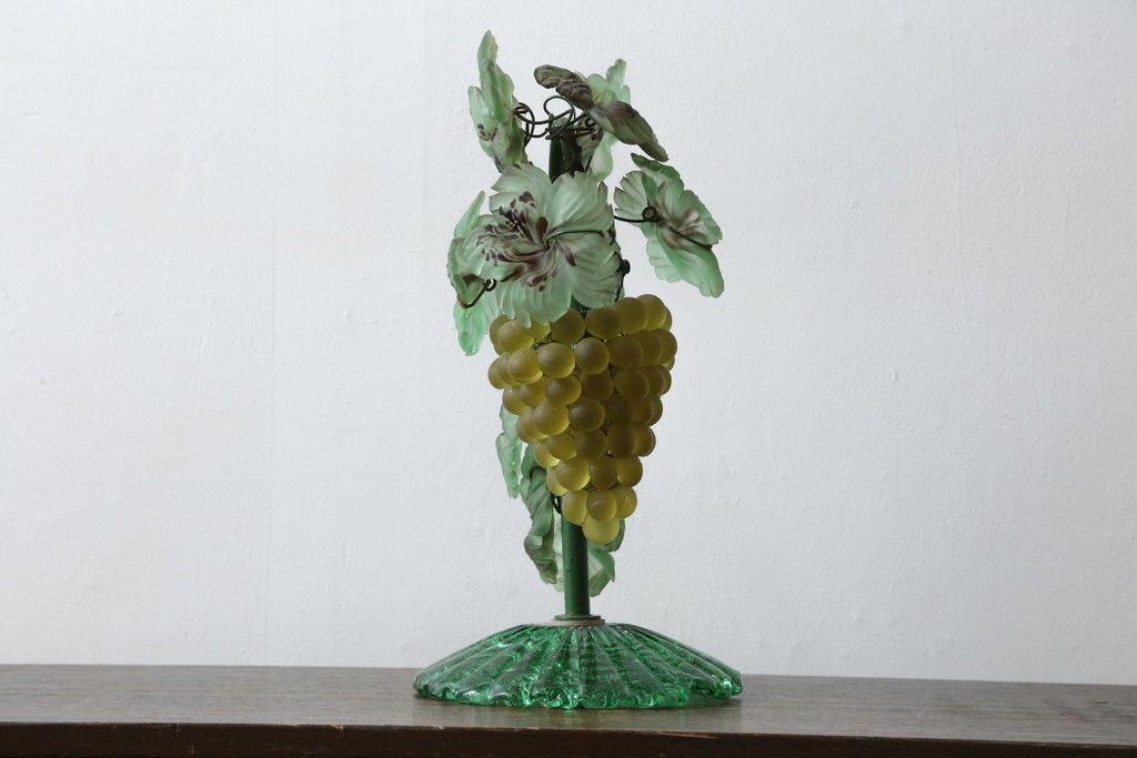 中古　美品!!　イタリア　トーソー社(TOSO CESARE)　ムラーノガラス(MURANO)　ブドウ(葡萄、ぶどう)　1灯　空間のアクセントになるテーブルスタンド(テーブルライト、卓上ランプ、ベネチアングラス、ムラノガラス)(R-079964)