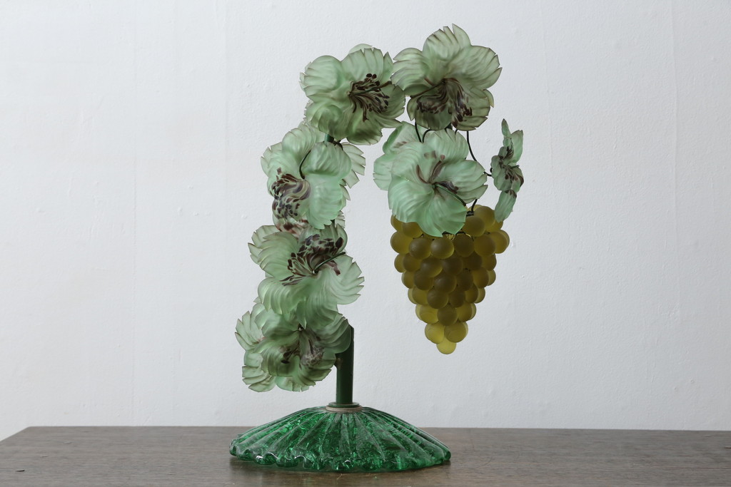 中古　美品!!　イタリア　トーソー社(TOSO CESARE)　ムラーノガラス(MURANO)　ブドウ(葡萄、ぶどう)　1灯　空間のアクセントになるテーブルスタンド(テーブルライト、卓上ランプ、ベネチアングラス、ムラノガラス)(R-079964)