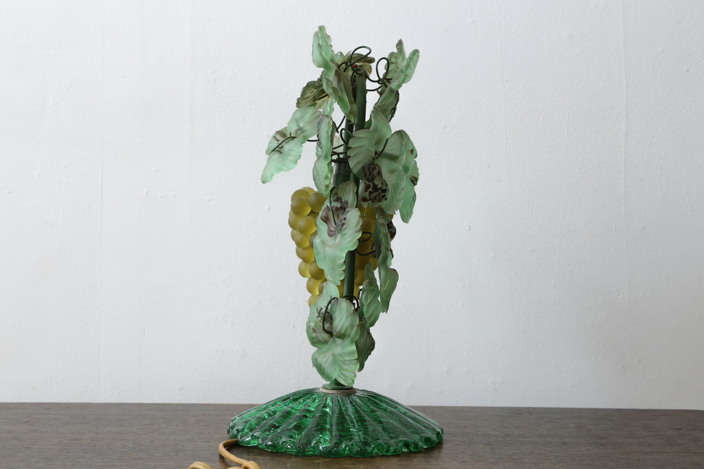 中古　美品!!　イタリア　トーソー社(TOSO CESARE)　ムラーノガラス(MURANO)　ブドウ(葡萄、ぶどう)　1灯　空間のアクセントになるテーブルスタンド(テーブルライト、卓上ランプ、ベネチアングラス、ムラノガラス)(R-079964)