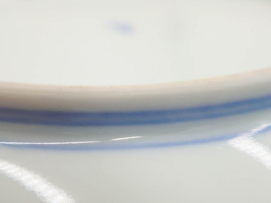 戦前　深川製磁　オールド深川　有田焼　染付　色絵　金彩　菊　約17cm　5.6寸　華やかな気品漂う中皿5枚セット(花、なます皿、和皿、和食器、裏印、五寸六分)(R-080079)