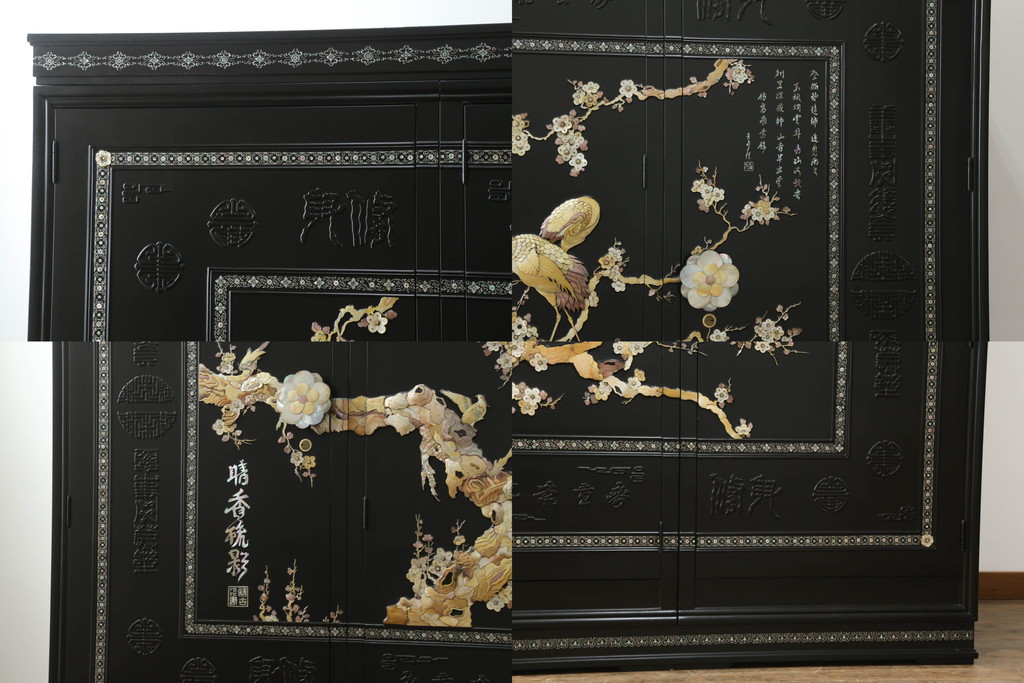 中古　美品　最高級品　組立て式　希少!豪華絢爛な装飾が存在感を放つ螺鈿細工のワードローブ(衣装タンス、収納棚、洋服タンス)(定価約500万円)(R-055928)