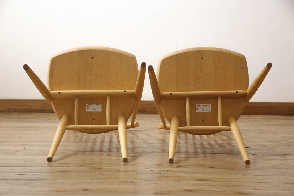 中古　展示美品　柏木工　CC71A(オーク)　CIVIL(シビル)　シンプルながらデザイン性を感じられるダイニングチェア2脚セット(板座チェア、椅子、イス)(R-065750)