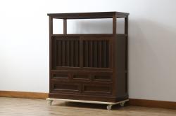 中古　美品　松本民芸家具　530型　和の雰囲気が魅力的な茶タンス(茶棚、飾り棚、戸棚、収納棚、サイドキャビネット)(定価約43万円)(R-079839)