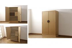 【セミオーダー家具実例】明治期の時代箪笥に高品質リペアを施しました。ヒノキ無垢ボードの天板を取り付け、欠損箇所の金具を取り付け。赤味を残した着色で仕上げました。(和箪笥、和たんす、収納棚、戸棚、ローボード、テレビ台)