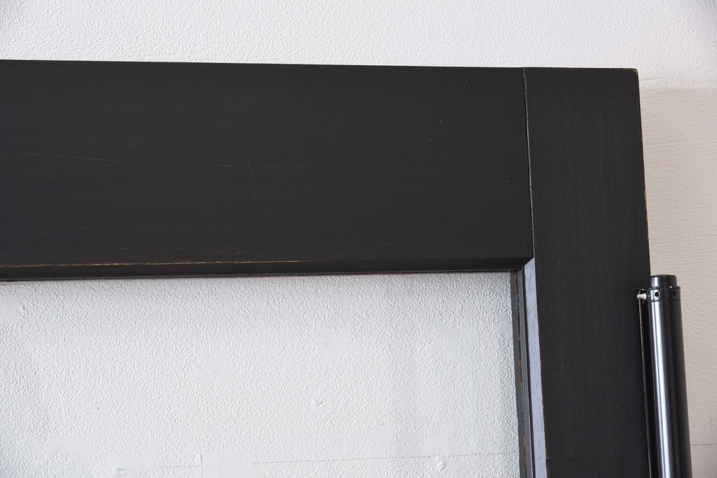 ビンテージ建具　無垢材　ブラックペイントがカッコイイ特大ガラスドア1枚(扉、ガラス戸、ヴィンテージ)(R-081094)