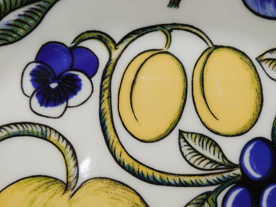 ARABIA FINLAND　paratiisi(パラティッシ)　イエロー　オーバル　約25cm　食卓を明るく彩るプレート3枚セット(果物、フルーツ、花、フラワー、大皿、陶器、北欧、洋食器、アラビア、フィンランド、北欧食器)(R-080086)
