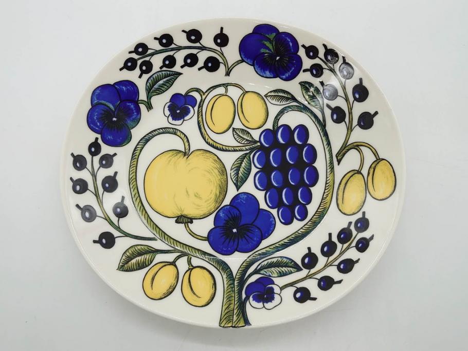 ARABIA FINLAND　paratiisi(パラティッシ)　イエロー　オーバル　約25cm　食卓を明るく彩るプレート3枚セット(果物、フルーツ、花、フラワー、大皿、陶器、北欧、洋食器、アラビア、フィンランド、北欧食器)(R-080086)
