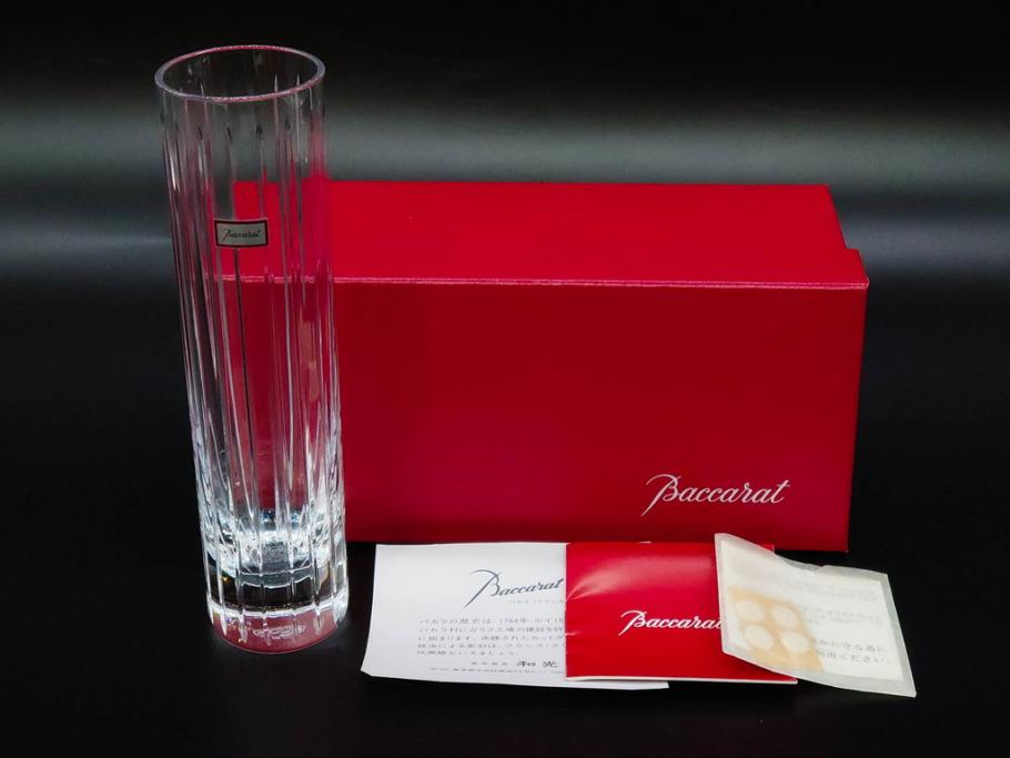 フランス　Baccarat　バカラ　ハーモニーベース/ハッピーアワータンブラーグラス/アラベスク スモールボウル・プレート/ミルニュイ プレート　高級感溢れるバカラ5点セット(フラワーベース、花瓶、花器、花入、花生、深皿、小皿、コップ、フルレッドクリスタルガラス、共箱付き)(R-080089)