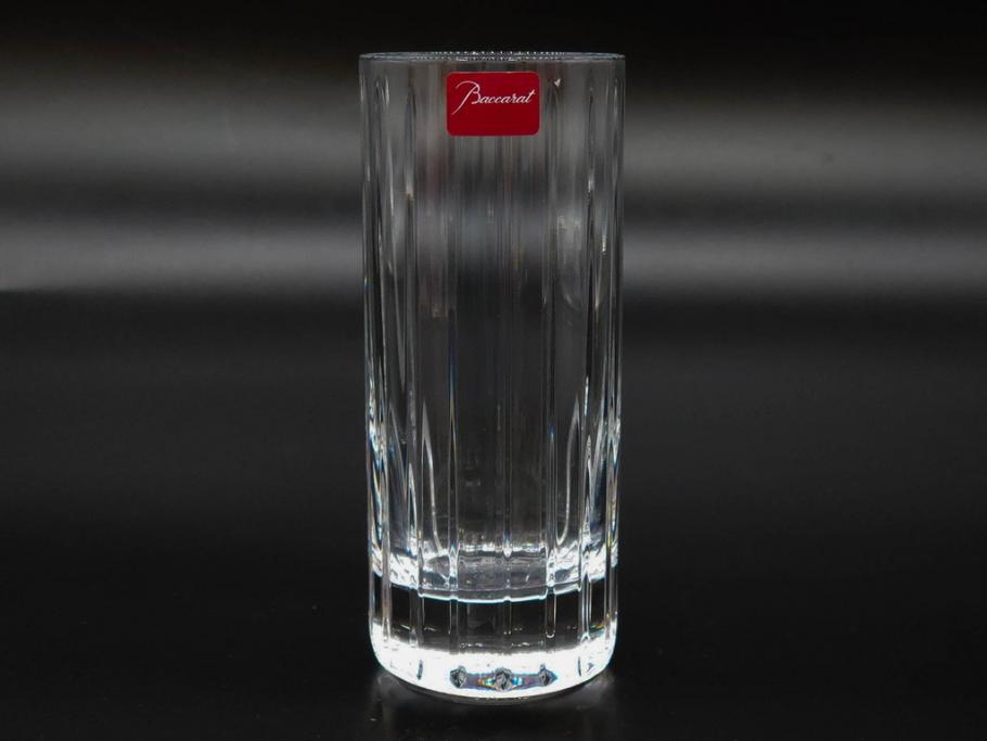 フランス　Baccarat　バカラ　ハーモニーベース/ハッピーアワータンブラーグラス/アラベスク スモールボウル・プレート/ミルニュイ プレート　高級感溢れるバカラ5点セット(フラワーベース、花瓶、花器、花入、花生、深皿、小皿、コップ、フルレッドクリスタルガラス、共箱付き)(R-080089)