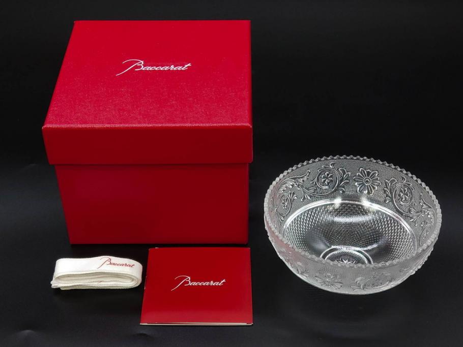 フランス　Baccarat　バカラ　ハーモニーベース/ハッピーアワータンブラーグラス/アラベスク スモールボウル・プレート/ミルニュイ プレート　高級感溢れるバカラ5点セット(フラワーベース、花瓶、花器、花入、花生、深皿、小皿、コップ、フルレッドクリスタルガラス、共箱付き)(R-080089)