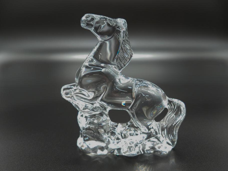 バカラ　Baccarat　美しく躍動的な馬のクリスタルオブジェ(干支、フランス、フルレッドクリスタルガラス)(R-060664)