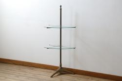 中古　COMPLEX UNIVERSAL FURNITURE SUPPLY(コンプレックス・ユニバーサル・ファニチャー・サプライ)　洗練されたモダンデザインのスカルプチャーサイドテーブル(ガラステーブル、カフェテーブル、コーヒーテーブル、丸テーブル、ラウンドテーブル、花台、飾り台)(定価約13万円)(R-077989)