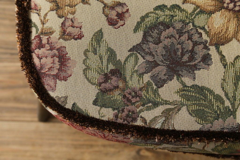 イギリスビンテージ　美品　ERCOL(アーコール)　落ち着いた色味の花柄ファブリックが上品な1人掛けソファ(ラウンジチェア、アームチェア、椅子、1シーターソファ、英国、北欧、ヴィンテージ)(R-071185)